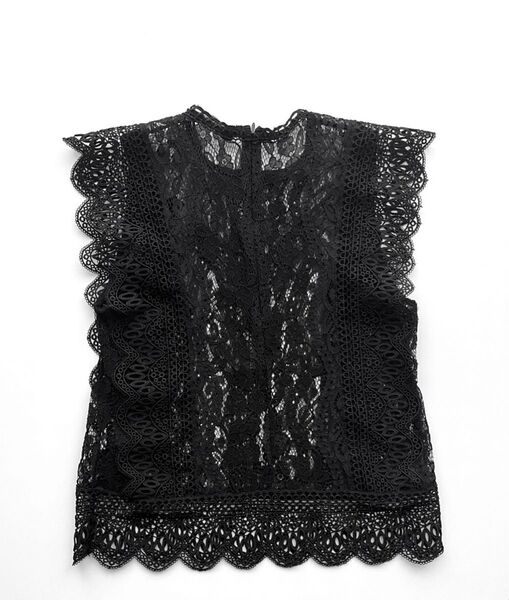 《美品》ZARA ザラ レーストップス カットソーノースリーブ ブラウス シースルー タンクトップ