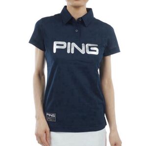新品 ピン > PING / ゴルフウェア ロゴプリント半袖ポロシャツ レディス 最後の1点!