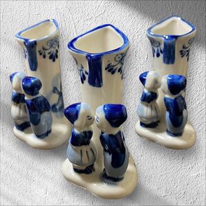 新品 一輪挿し 花瓶☆花器☆陶器製☆置物☆高さ約13㎝ インテリア オランダ産 デルフトの花瓶の置物 オブジェ 3個セット