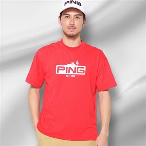 新品PING / メンズゴルフウェア グラフィックハイネック半袖シャツ Mサイズ 最後の1点!