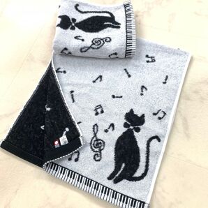 今治タオル ねこと鍵盤 フェイスタオル 2枚セット