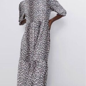 ZARA ザラ レオパード柄 ロングワンピース ティアードワンピース L