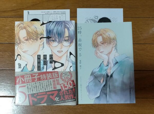 25時、赤坂で 5 小冊子付き特装版 アニメイト特典 4Pリーフレット 池袋本店 応援書店 特典ペーパー 2枚付き 夏野寛子 BL