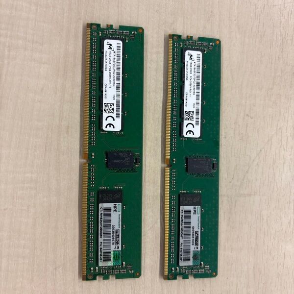 HPE純正 Micron PC4-2666V DDR4 21300 16GB 2Rx8 2枚セット 32GB