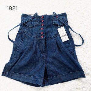 未使用 1921 ジーンズ ショートパンツ サロペット ヴィンテージ感 ズボン パンツ デニム インディゴ 24