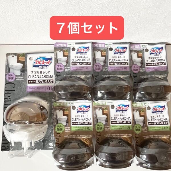 液体ブルーレット除菌 CLEAN&AROMA ウォータリーフラワー 本体1個 つけ替用3個 ハーバルシトラス つけ替用3個 計7個