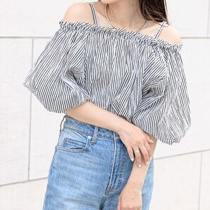 【チャオパニックティピー】人気完売★マルチway♪シアー素材ボリュームブラウス★春夏 ボリュームスリーブ 袖 オフショルダー シワ