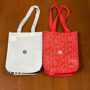 ルルレモン ショップバッグ2枚セット 赤、白 lululemon