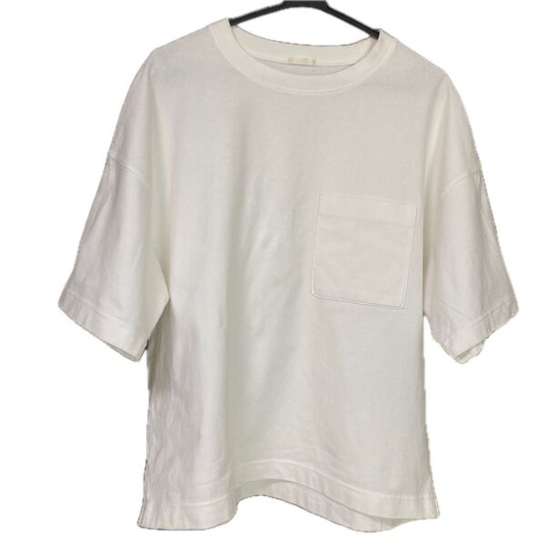 GU ジーユー ユニクロ 半袖Tシャツ ポケット付Tシャツ 白 ホワイト 無地 オーバーサイズ ビックシルエット ショート丈