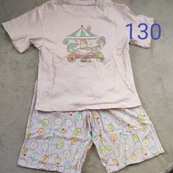 半袖パジャマ セットアップ Tシャツ ハーフパンツ ユニクロ 女の子 すみっコぐらし