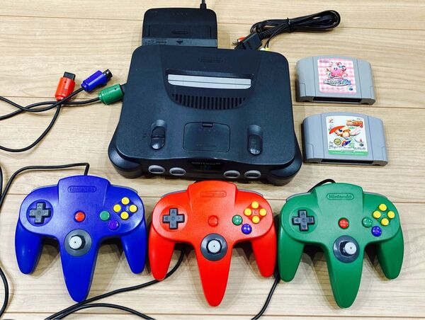 任天堂64 本体一式 コントローラー3個 ソフト2個付き 基盤分解メンテナンス動作確認済み すぐ遊べるセット ゲーム機