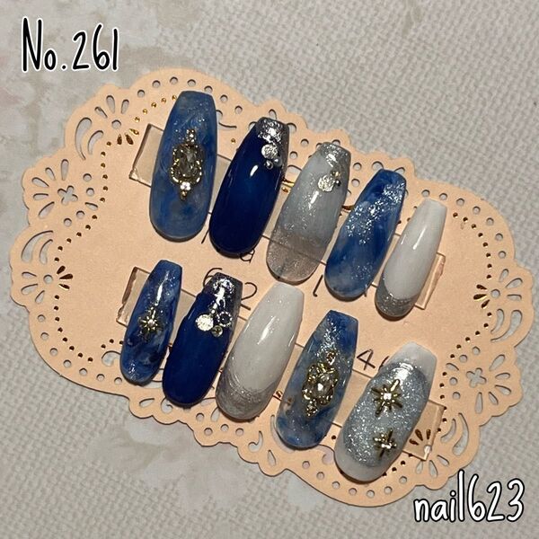 ネイルチップ ハンドメイド 大理石 ニュアンス 宝石