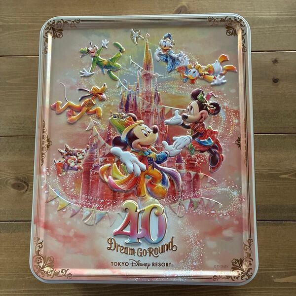 東京ディズニーリゾート 40周年 お菓子缶 空き缶 ピンク