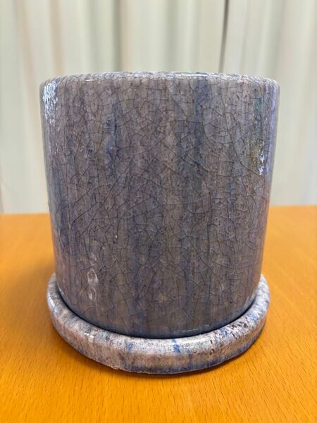 植木鉢 受け皿付き ブルー系 陶器 鉢 鉢カバー ガーデニング 観葉植物 園芸 花 陶器鉢 中古品