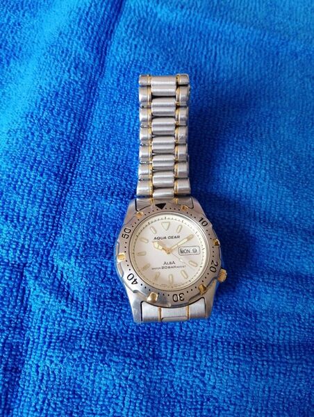 ALBA アクアギア ダイバーウォッチ メンズ腕時計 コンビ デイトデイ SEIKO アルバ セイコー AQUA GEAR