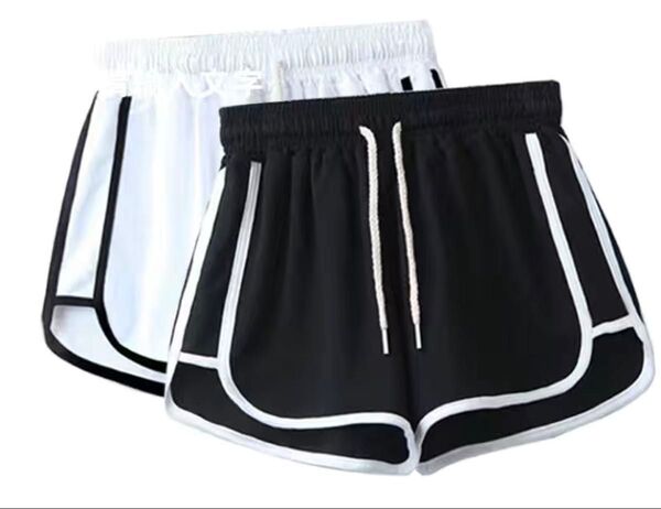 L 2枚セット レディース ショートパンツ 短パン スポーツ 夏 フィットネスゴム 柔らかい 通気性 伸縮性 吸汗 速乾 ヨガ