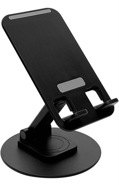 ブラック スマホスタンド 卓上 携帯スタンド スマホ スタンド ipad用スタンド 角度無段階 360度回転寝 アルミニウム合金