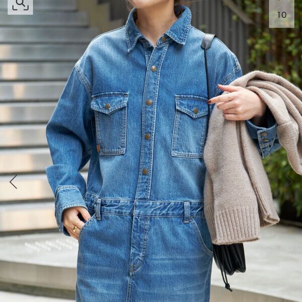 美品 Spick & Span スピックアンドスパン ワンピース デニム 5 1/2 ONE-PIECE LINE DENIM