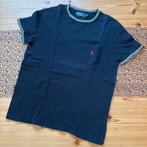 Polo by Ralph Lauren 黒Tシャツ サイズL ロゴ刺繍 ♪ ポロラルフローレン 半袖Tシャツ トップス 。