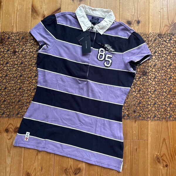 TOMMY HILFIGER スリムフィット ポロシャツ ボーダーポロシャツ Mサイズ ☆ タグ付き ♪ トミーヒルフィガー 。