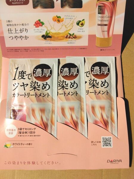 サロンドプロ ドレッシーカラートリートメント 白髪用 ダークブラウン お試し1回分(パウチ3袋セット)