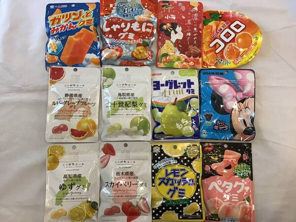 新品 グミ 12個セット ニッポンエール ペタグミ コロロ しゃりもに 小梅 みかん ピーチ お菓子 詰め合わせ まとめ 大量 アソート 福袋 ☆