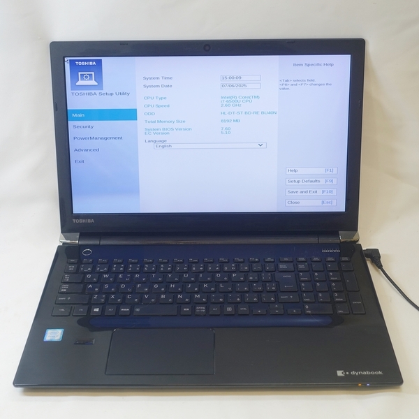 【ジャンク】 東芝 T75/BB Core i7-6500U メモリ8GB 指紋センサー 部品取りや再起させられる方向け【送料無料】 No464