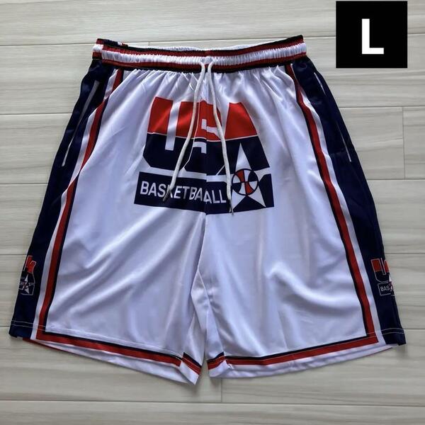 ★未使用品 バスケットボール USA代表 DREAMTEAM ドリームチーム NBA バスパン ショーツ ユニフォーム ジャージ ハーフパンツ L 新品