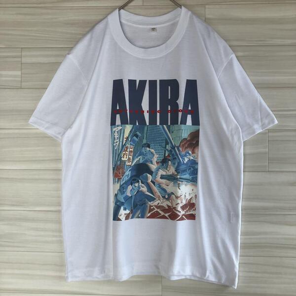 【未使用品】 アキラ AKIRA ケイ 金田 正太郎 カネダ akira Tシャツ ホワイト 白 半袖 美品 新品 L アニメ 綿 コットン マンガ コミック