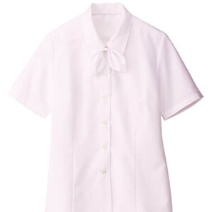 【新品】SUNPEXIST_9号_半袖ブラウス(D1:ピンク)リボン付/GBSL-1252/サンペックスイスト/かわいい会社事務服/おしゃれOL制服
