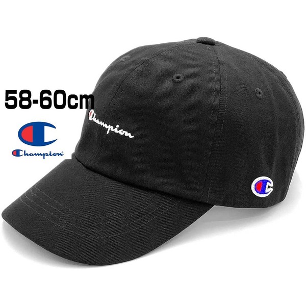 Champion 男女兼用 58-60cm キャップ 帽子 深い 大きい 黒 レディース メンズ BLACK チャンピオン