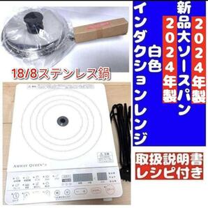 2024年製 アムウェイ 白インダクションレンジ と 新品大ソースパンセット↓