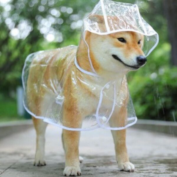 犬用 レインコート 中型犬 透明 ペット用 ポンチョ クリア 梅雨 雨具 フード付き 散歩 カッパ 着脱簡単 柴犬 ワンちゃん