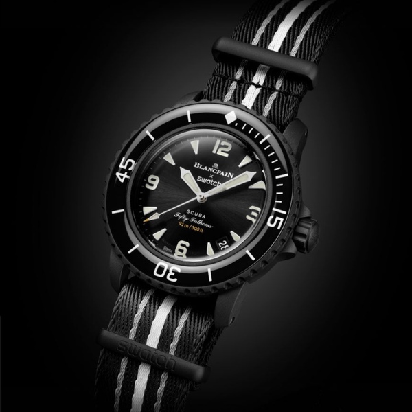 【ブランパン×スウォッチ】自動巻き ブラック Blancpain X Swatch ダイバーズウォッチ Fifty Fathoms