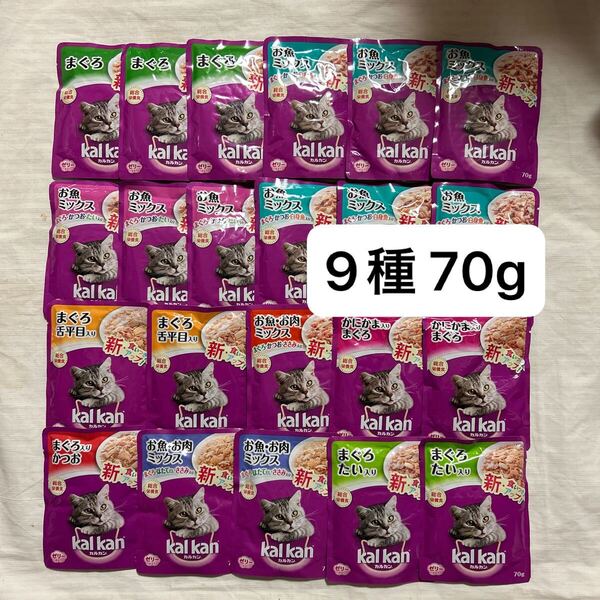 70g×22個【お魚ミックスまぐろなど】いろいろセット カルカンパウチ 成猫用総合栄養食ウェットフード