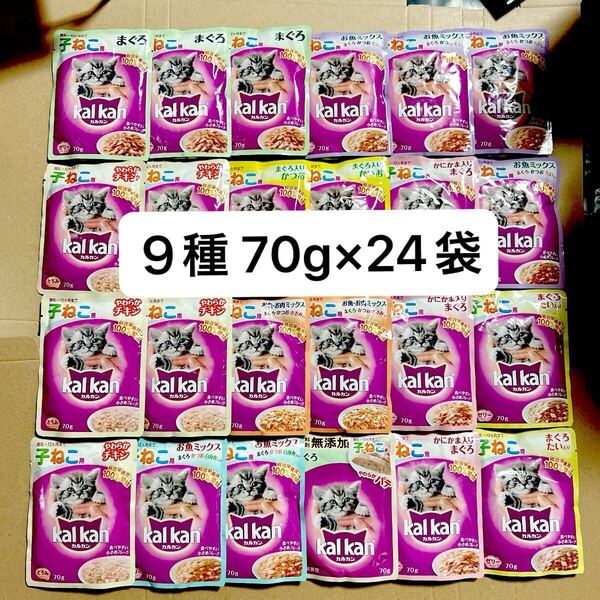 送料無料・9種類70g×24袋 カルカンパウチ 総合栄養食 子ねこ用 kalkan 子猫用ウェットフード キトン お試しセット