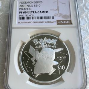 NGC鑑定PF69 ニウエ 2001年 ポケモン ピカチュウ 10ドル銀貨 シルバープルーフコイン NIUE POKEMON PIKACHU ※ポケカ・トレカではない