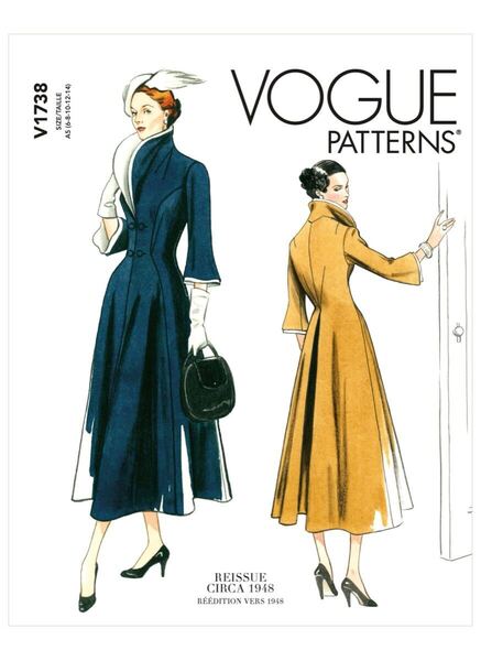 Vogue Patterns V1738 1948年ヴィンテージ ワンピース型紙