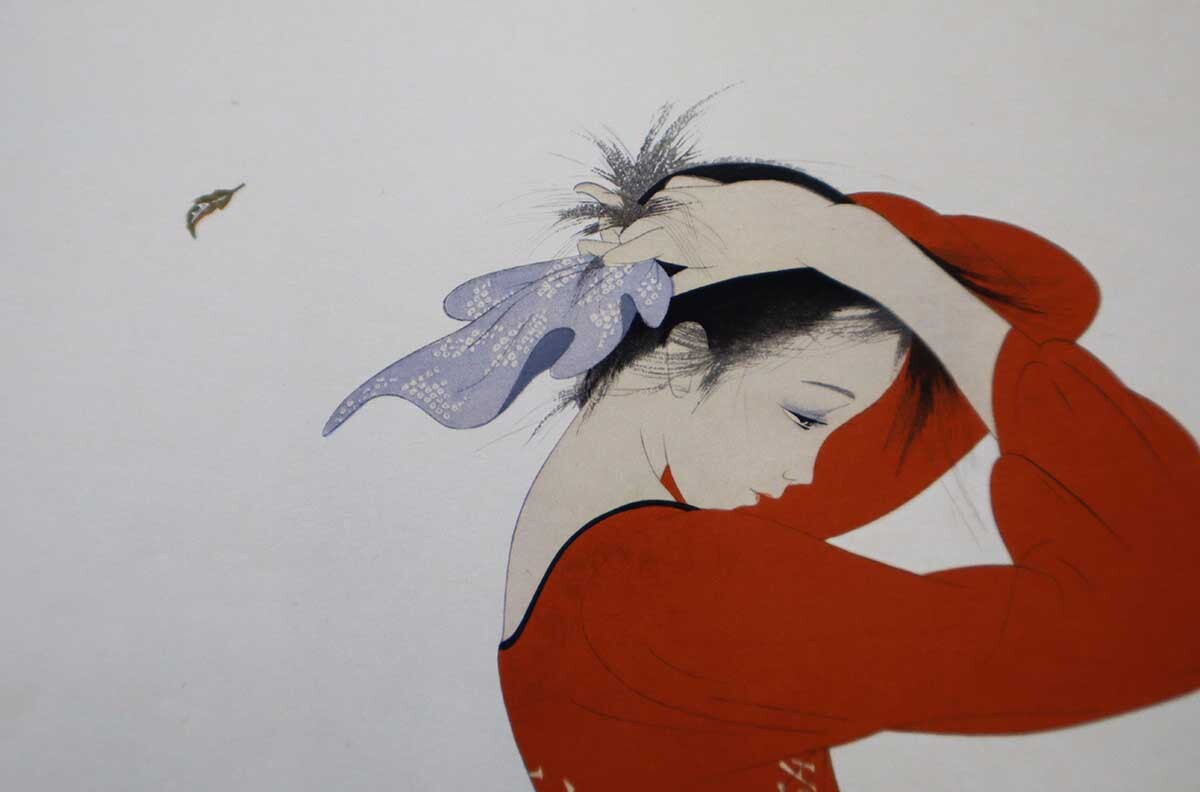 【真作保証】中島潔「風のかなた」手摺木版画 直筆サイン 京都版画院 版画 絵画 中島潔 作 『風のかなた 木版画』 ｜骨董品買取 緑和堂