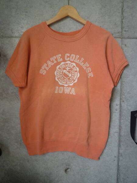 【レア色サーモンピンク!】60s vintage ヴィンテージ IOWA 半袖スウェットシャツ 50s 70s