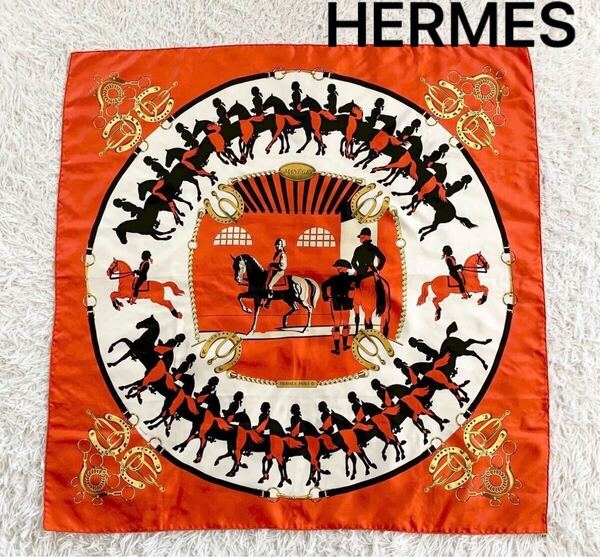 HERMES エルメス カレ90 MANEGE マネージュ 馬術競技 スカーフ シルク100 素材タグ有り