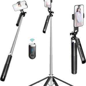 スマホ 三脚 自撮り棒 スマホスタンド【設計強化180cm & 充電式リモコン】 1/4ネジ付き 自撮り棒 長い セルカ棒 360°回転