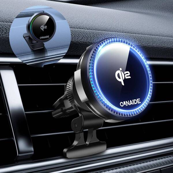 車載ワイヤレス充電器【2025新登場 冷却ファン付き】Qi2 15W充電 スマホホルダー Mag-Safe充電器 15W充電 車載充電 急速充電