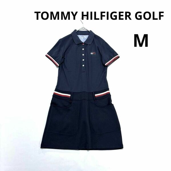トミーヒルフィガーゴルフ M 半袖ポロシャツ ワンピース ネイビー ストレッチ TOMMY HILFIGER GOLF