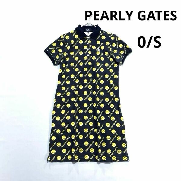 パーリーゲイツ 半袖ポロシャツ ワンピース ネイビー 総柄 ニコちゃん 0/S PEARLY GATES