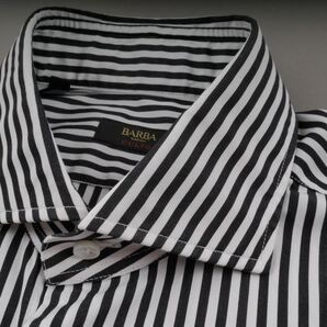 【新品未使用】BARBA バルバ◆CULTO クルト◆Made in Italy◆39◆ストライプ ホワイト&ブラック コットン スリム フィット 長袖 シャツ