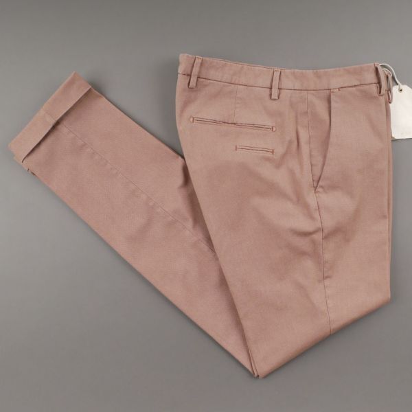 【新品未使用】BRIGLIA 1949 ブリリア◆Made In Italy◆48◆春夏 コットン 織柄 ストレッチ スリム パンツ◆オールドローズ スラックス