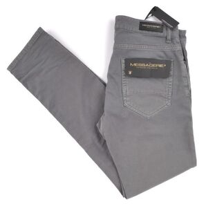 【新品未使用】MESSAGERIE メッサジェリエ◆Made In Italy◆32◆スチールグレー ガーメントダイ スリム ストレッチ コットン デニム パンツ