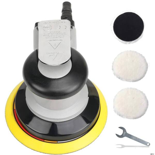 エアーポリッシャー 125mm ウールバフ3枚付き マジック式 オービタルサンダー コンパクト 送料無料 研磨 ダブルアクション DIY 錆落し