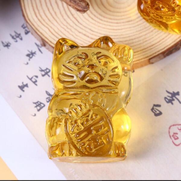 シトリン招き猫 開運アイテム 幸運 金運 財運 縁結び 商売繁盛 置物 新品未使用 ねこ プレゼント